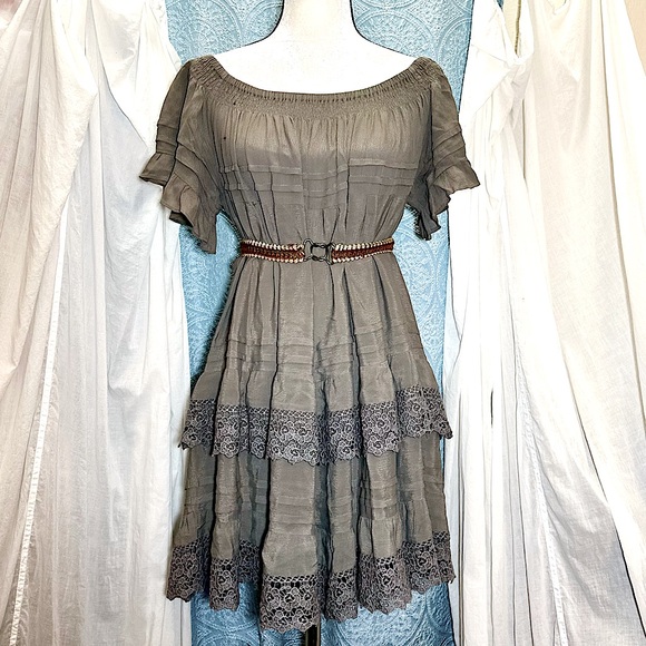 Muche Et Muchette Esmeralda Off The Shoulder Swing Mini Dress #D4 - Picture 7 of 10